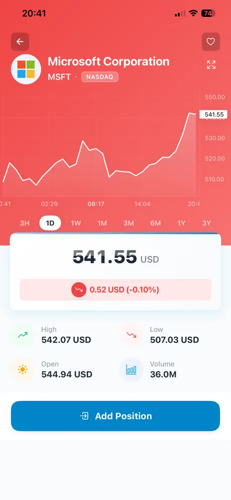 Stock Detail Page (Down)